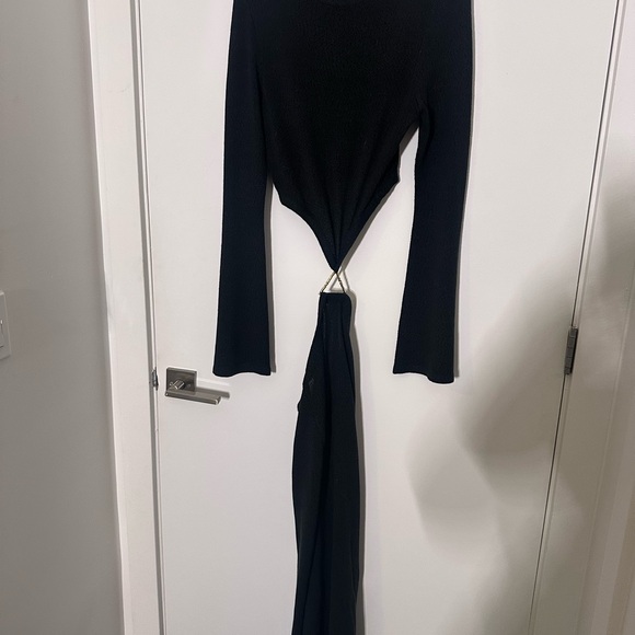 Meshki Black Maxi Dress with Slit - Picture 3 of 5